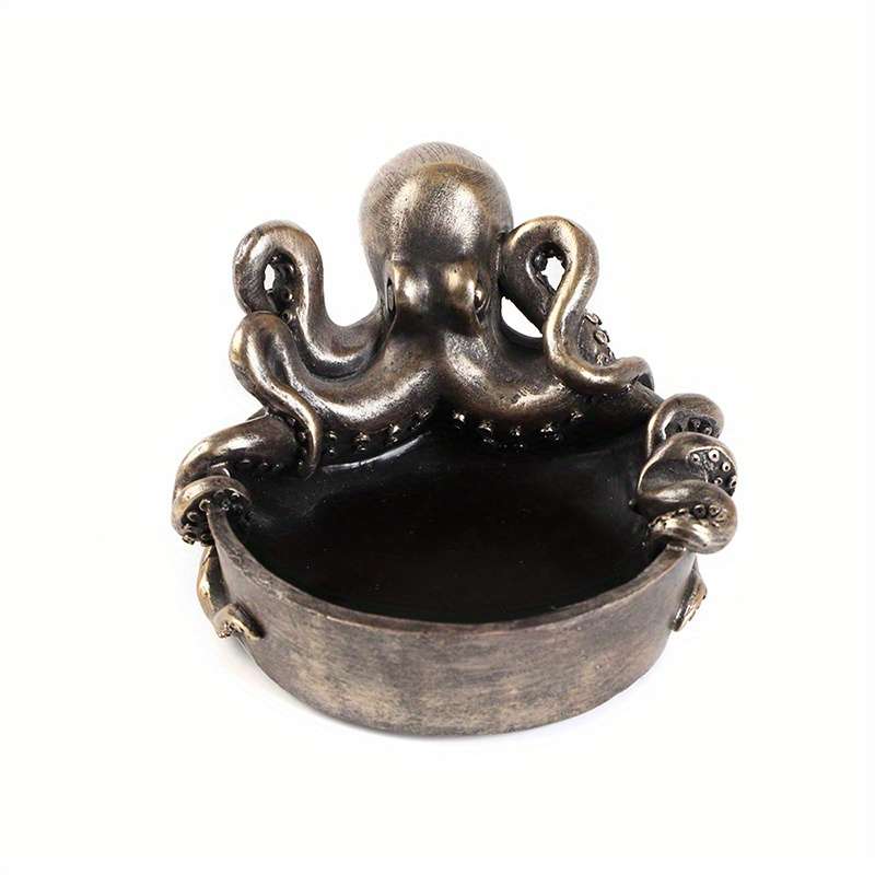 1pc Octopus Resin Ashtray Handcrafted Round Design with Intricate Tentacles Durable Indoor O