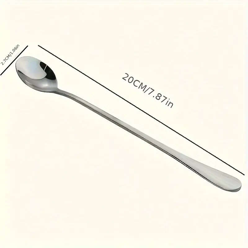 8pcs Stainless Steel Long Handle Ice Tea Spoon Coffee Spoon Ice Cream Stirring Spoon Dishwasher Safe
