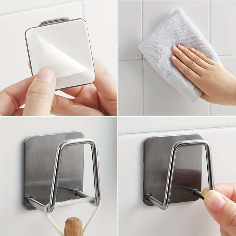 1pc Stainless Steel Sponge Holder No-Drill Wall Mount Design with Dual Hooks Ideal for Kitc