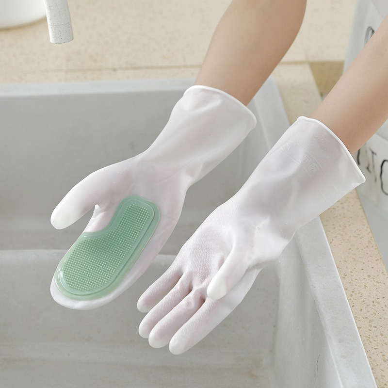 2pcs Colorful Waterproof Rubber Latex Dishwashing Gloves Ideal for Kitchen Bathroom Outdo