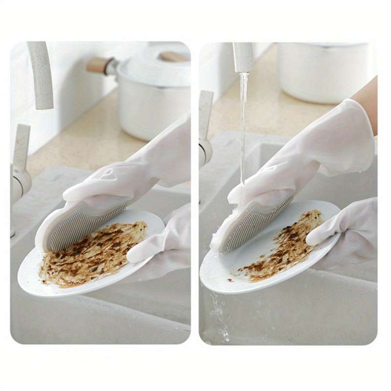 2pcs Colorful Waterproof Rubber Latex Dishwashing Gloves Ideal for Kitchen Bathroom Outdo