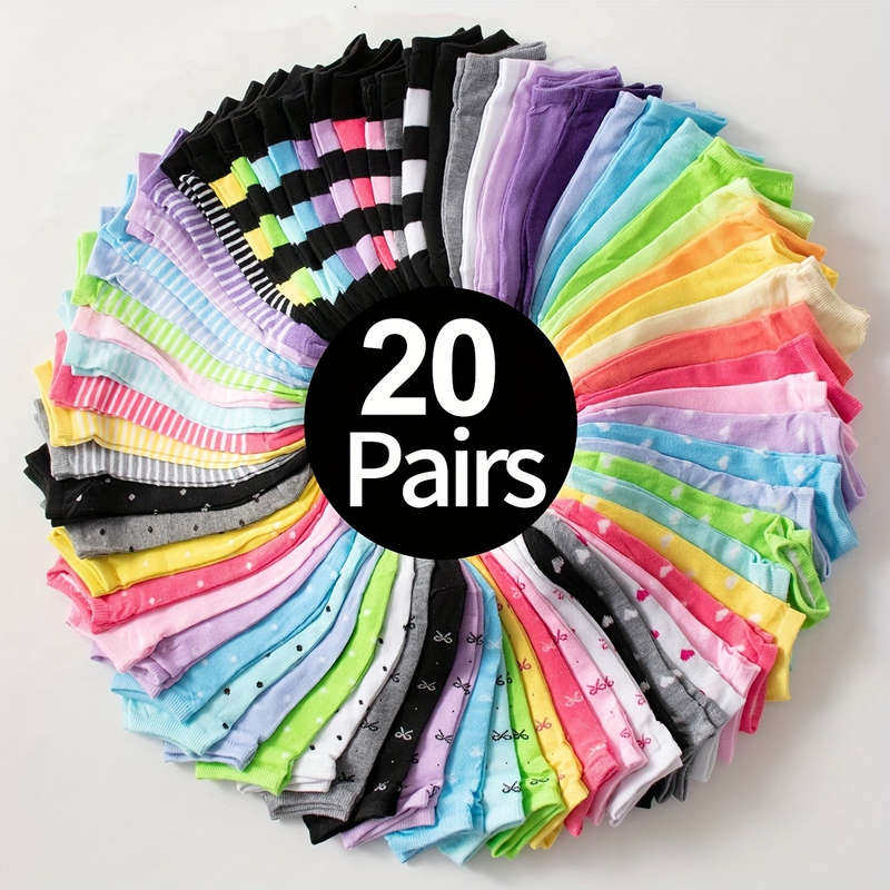 20 Pairs Of Mixed Colors Random Hair One Size High Elastic Socks