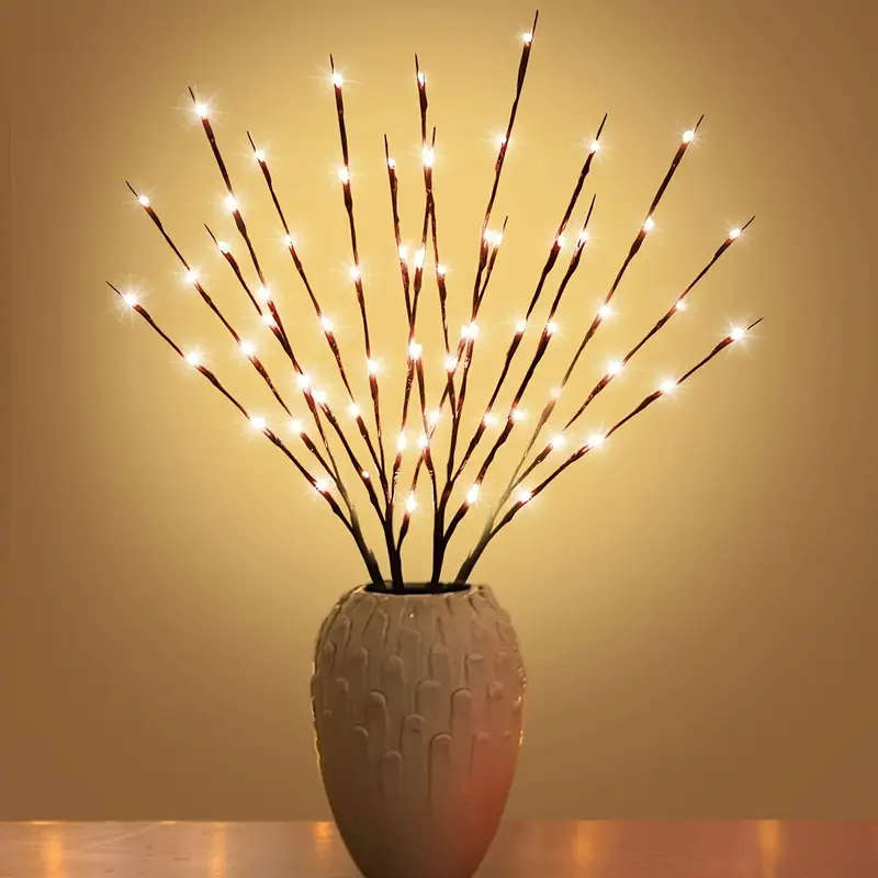 1pc Classic 20 LED Fairy Branch Lights Yellow LED Indoor Decoration Battery Powered Button Toggle Co