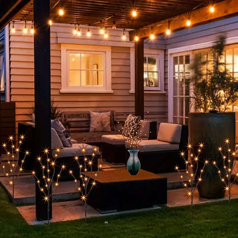 1pc Classic 20 LED Fairy Branch Lights Yellow LED Indoor Decoration Battery Powered Button Toggle Co