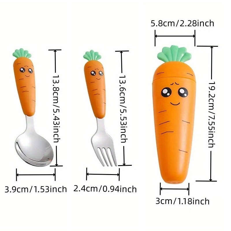 1pc set Creative Cartoon Carrot Tableware Children's Fork Spoon with Handle Portable Children