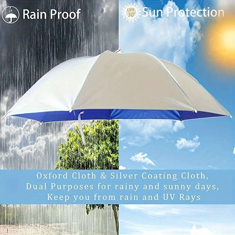 1pc Minimalist Hands-Free UV Protection Fishing Umbrella Hat Adjustable Foldable Polyester Cap for F