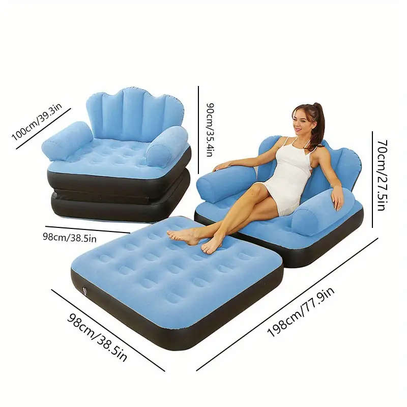 Outdoor Inflatable Sofa for Camping, Air Sofa Chair That Can Be Reclined Or Slept On, Thickened Lazy