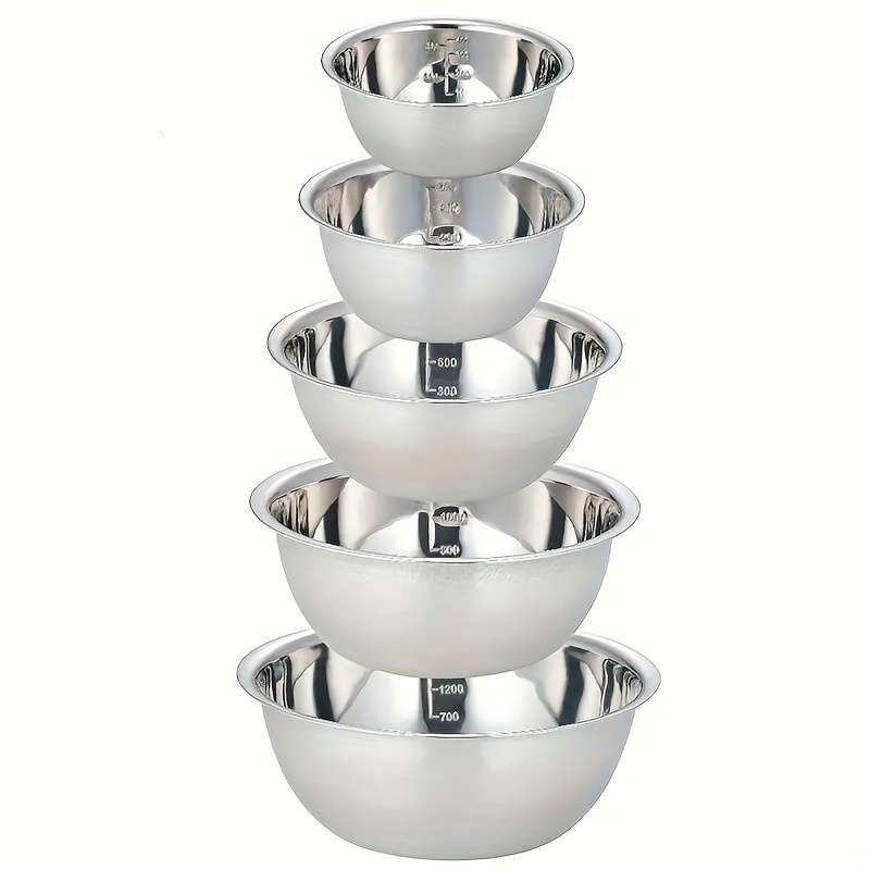 5pcs Stainless Steel Mixing Bowls   Cooking Bowl with Scale G