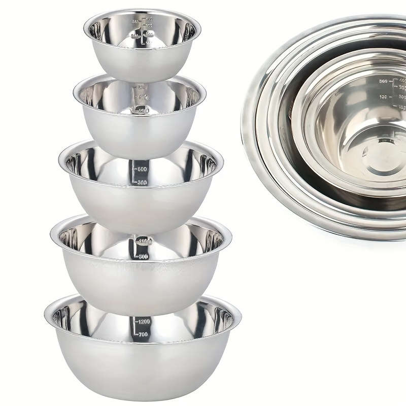 5pcs Stainless Steel Mixing Bowls   Cooking Bowl with Scale G