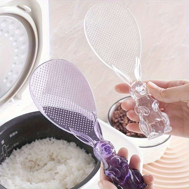 1pc Cartoon Bunny Design Plastic Rice Potato Server Standing Rabbit Shaped Scoop for Rice Co