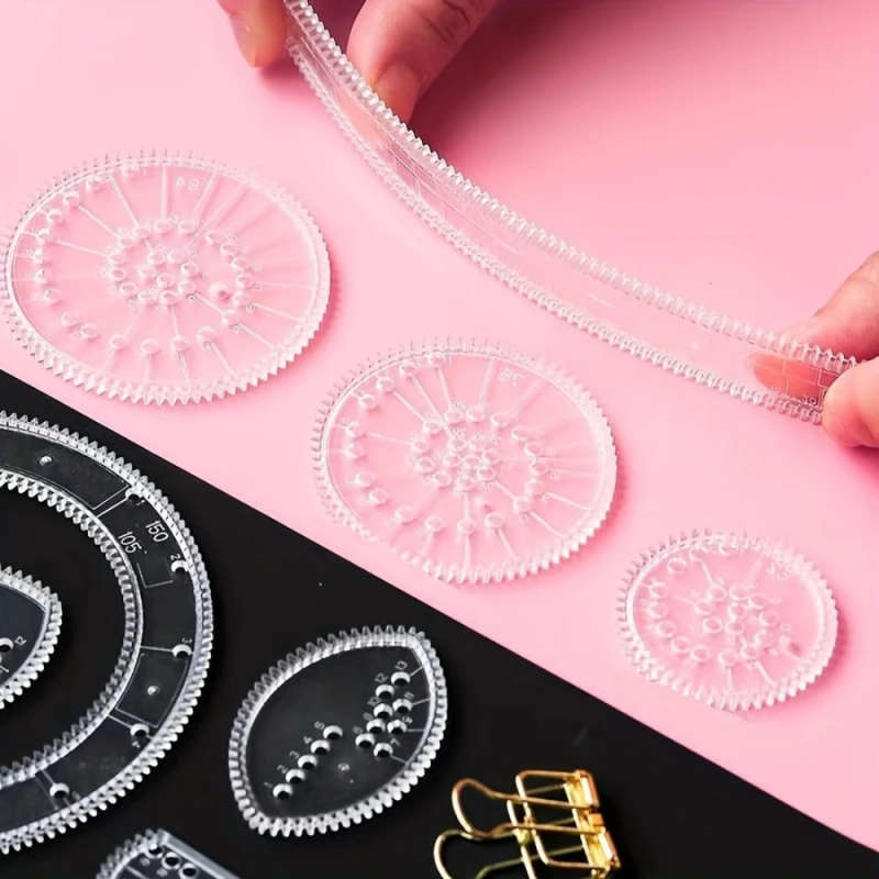 22pcs set Multifunctional Ruler Transparent Magic Template to Create Stunning Spiral Diagrams Draw V