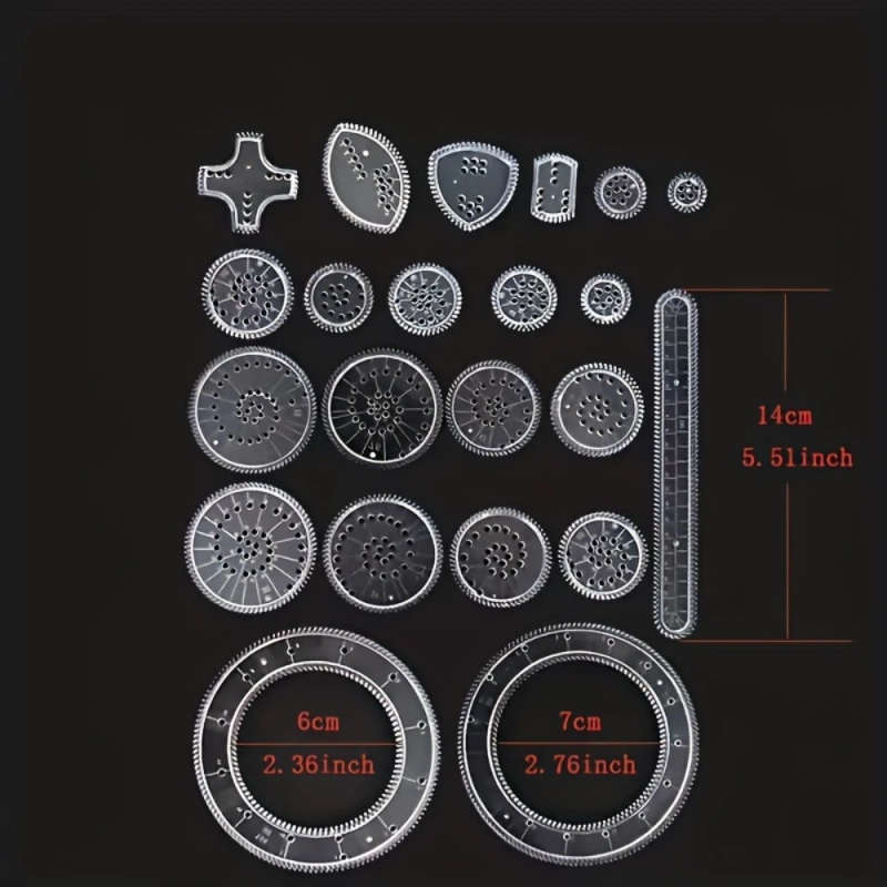 22pcs set Multifunctional Ruler Transparent Magic Template to Create Stunning Spiral Diagrams Draw V