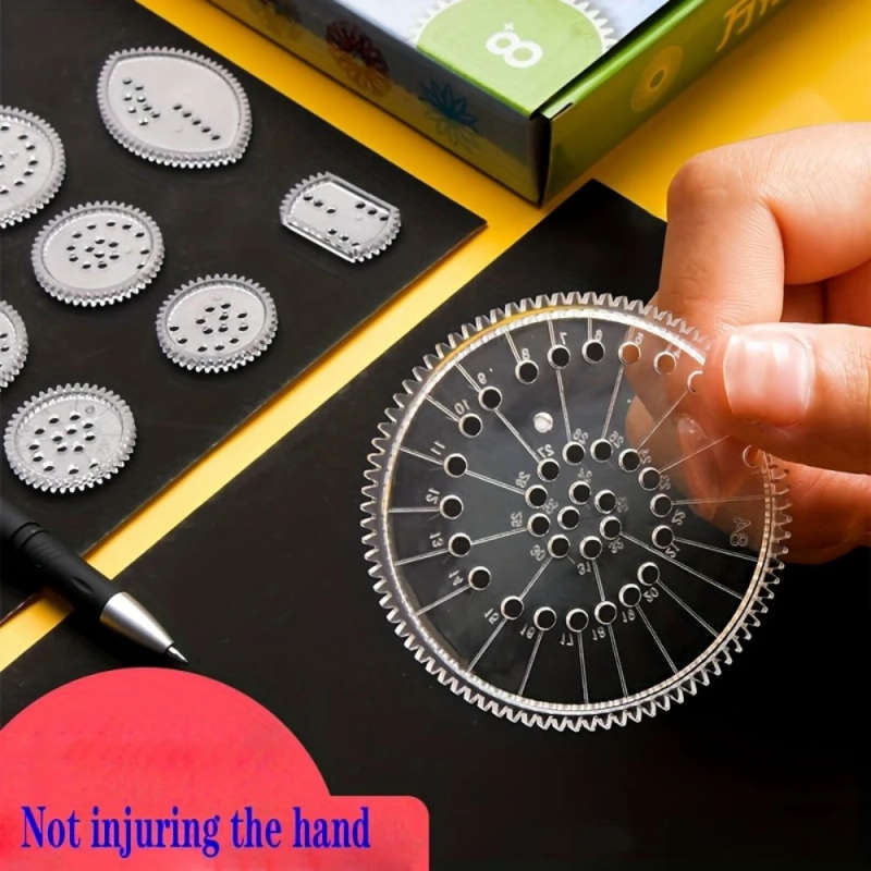 22pcs set Multifunctional Ruler Transparent Magic Template to Create Stunning Spiral Diagrams Draw V