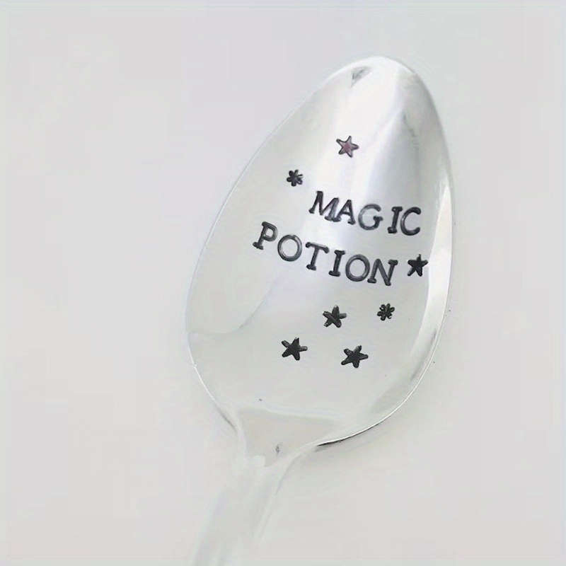 1pc Stainless Steel Slivery Spoon Magic Potion Spoon Funny Hand Stamped Spoon Coffee Spoon