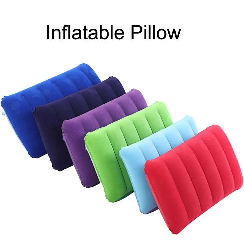 1pc PVC Flocked Inflatable Nap Pillow Sleeping Pillow Pillow Travel Outdoor Inflatable Pillow