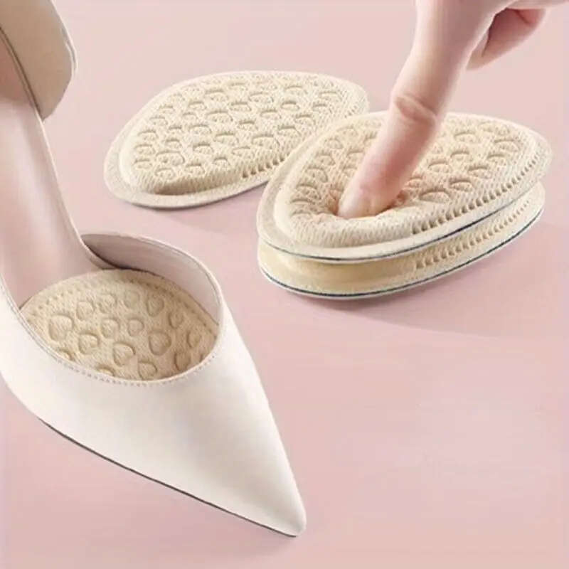 2pcs Half-Size Insoles Forefoot Cushion for High Heels Sneakers Adjustable Fit with Heel Stickers Co