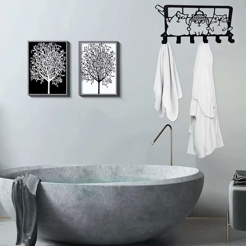 1pc Contemporary Metal Cat-Shaped Wall HookEasy Install Key  Coat Rack Wall Mount Towel  Robe