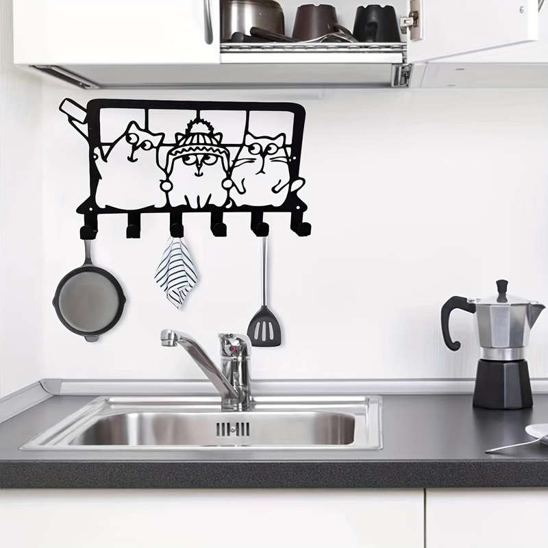 1pc Contemporary Metal Cat-Shaped Wall HookEasy Install Key  Coat Rack Wall Mount Towel  Robe