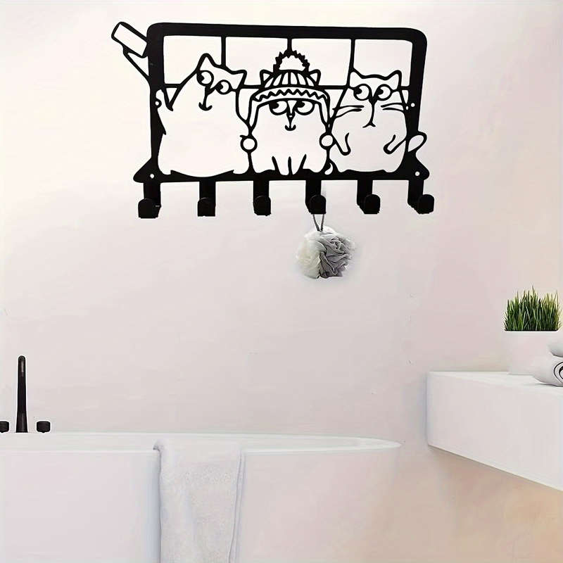 1pc Contemporary Metal Cat-Shaped Wall HookEasy Install Key  Coat Rack Wall Mount Towel  Robe