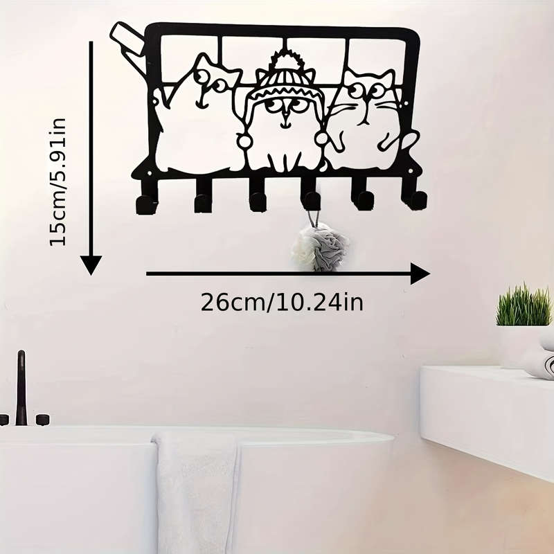 1pc Contemporary Metal Cat-Shaped Wall HookEasy Install Key  Coat Rack Wall Mount Towel  Robe
