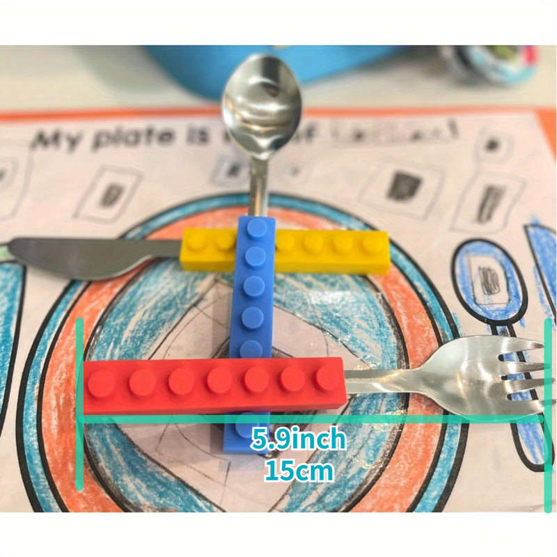 3pcs Building Block-Inspired Stainless Steel Cutlery Set Stackable Spoon Fork Knife with