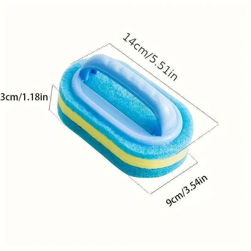 1pc Ergonomic Magic Sponge Scrubber with Handle Reusable Non-Electric Cleaning Tool for Sparkling Ki