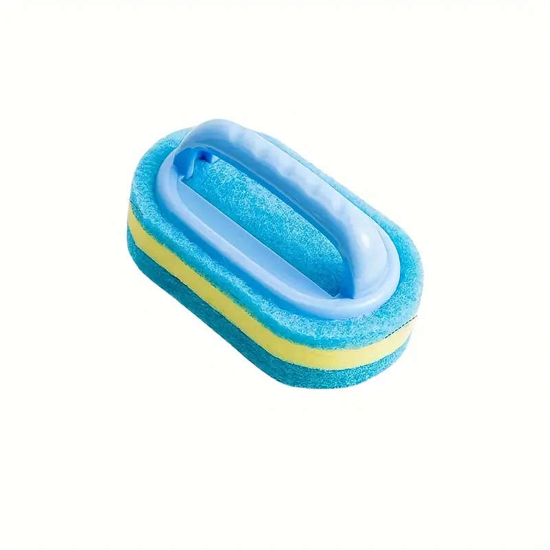 1pc Ergonomic Magic Sponge Scrubber with Handle Reusable Non-Electric Cleaning Tool for Sparkling Ki