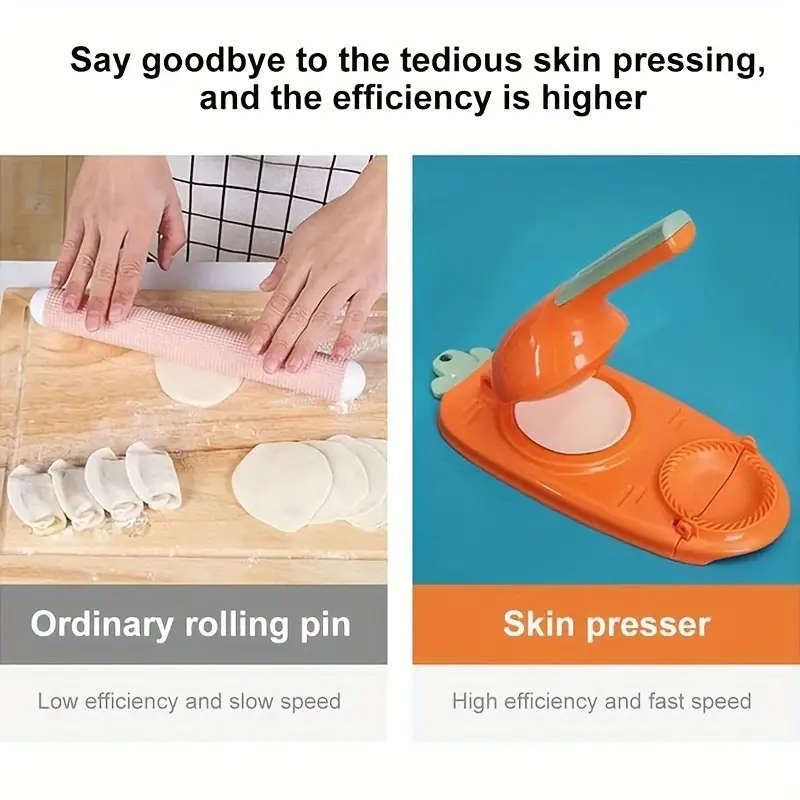 2in1 Manual Dumpling Maker Easy Press Dough Skin Wrapper Tool Perfect for Beginners Kitchen Gadget