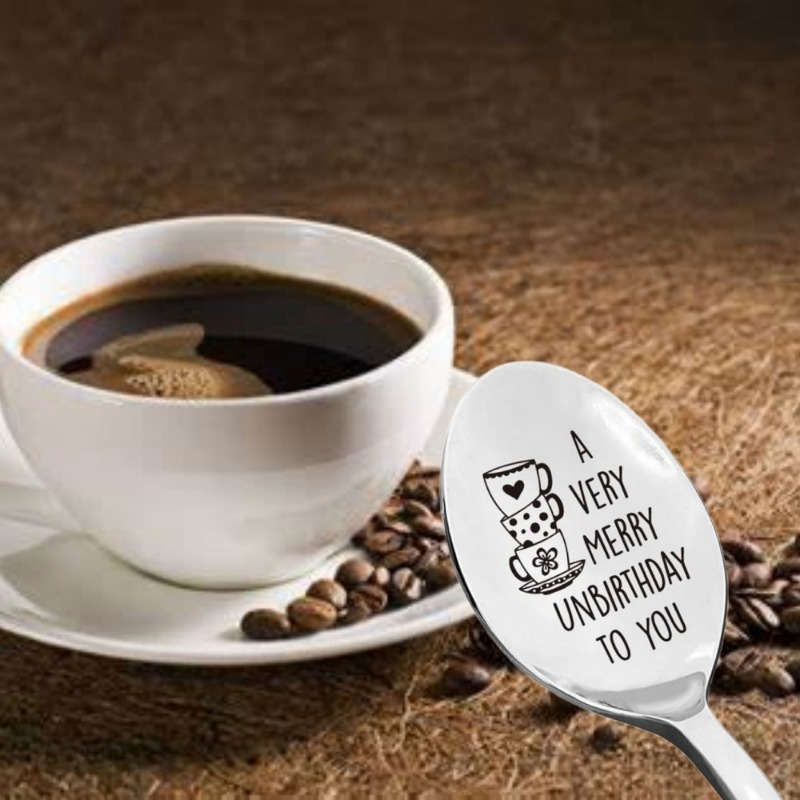 1pc A Very Merry Unbirthday To You Stainless Steel Spoon Best Coffee Tea Dessert Spoon Gifts