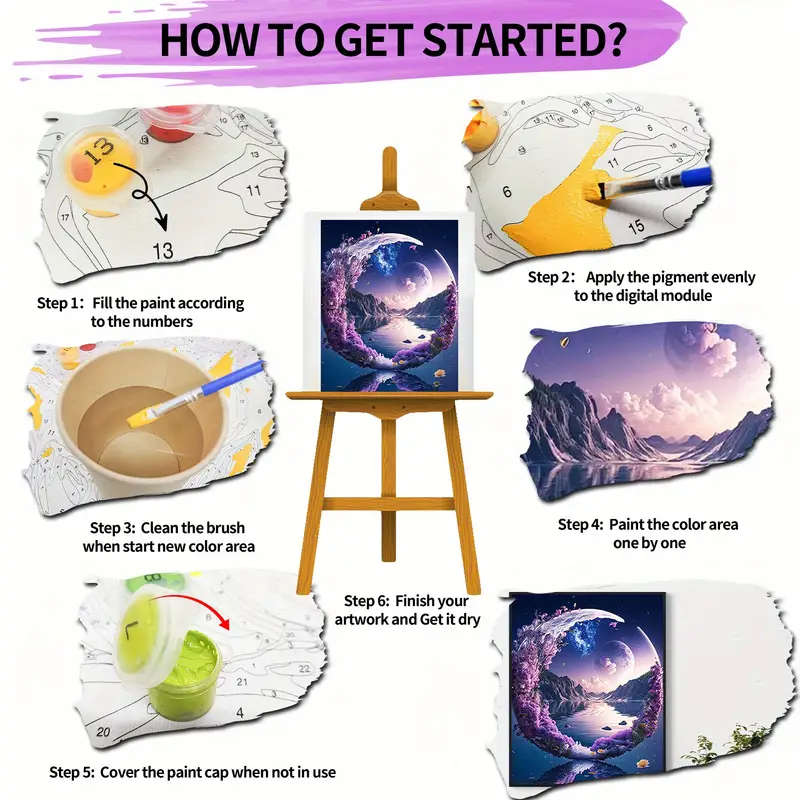 1pc Paint By Number Kits for Adults 40x50cm 16x20inch DIY Mirror Moon Easy Oil Acrylic Painting By N