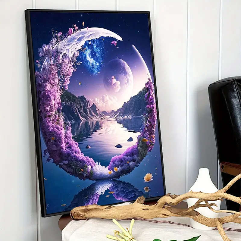 1pc Paint By Number Kits for Adults 40x50cm 16x20inch DIY Mirror Moon Easy Oil Acrylic Painting By N