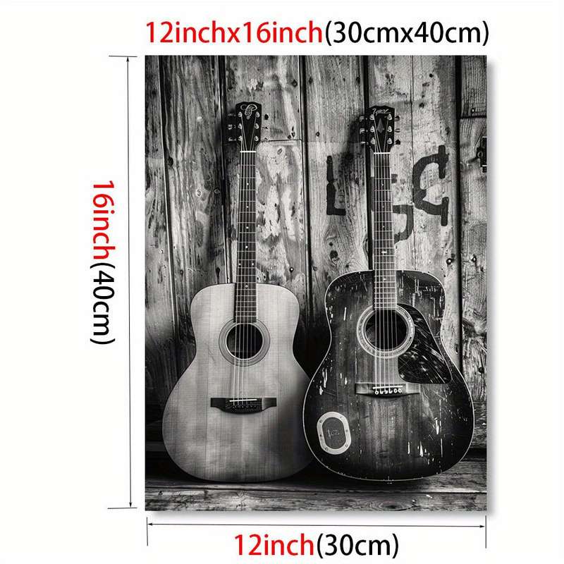1pc 2D  Acoustic Guitars Canvas Art Print 30.48x40.64cm Unframed Wall Decor for Living Room