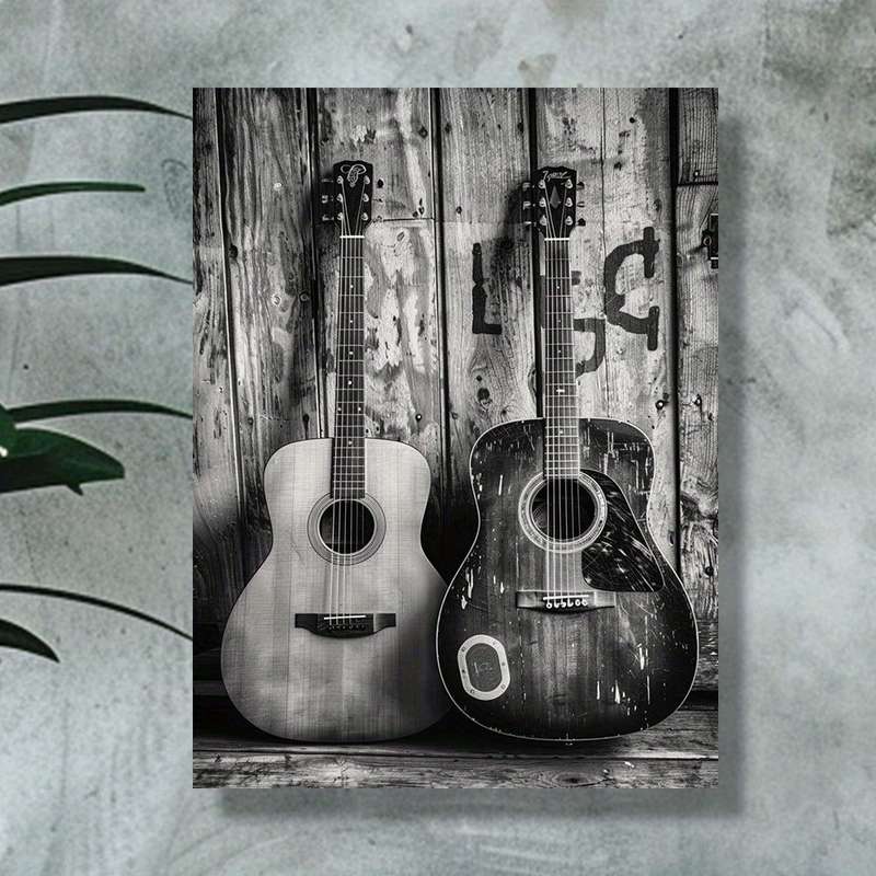 1pc 2D  Acoustic Guitars Canvas Art Print 30.48x40.64cm Unframed Wall Decor for Living Room