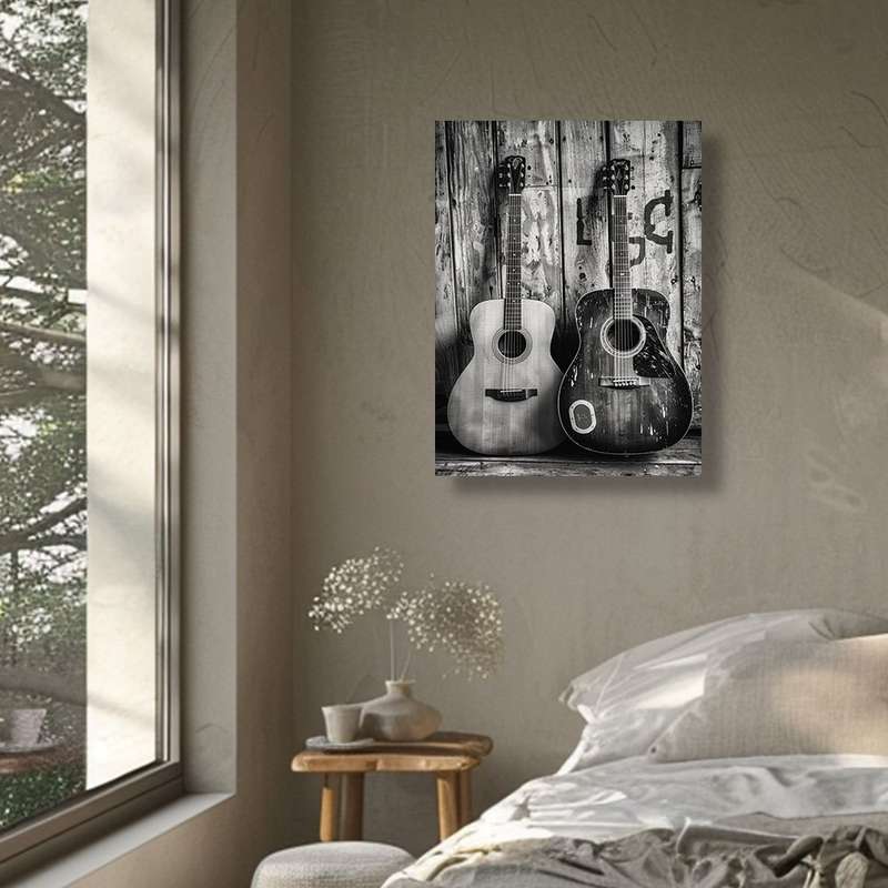 1pc 2D  Acoustic Guitars Canvas Art Print 30.48x40.64cm Unframed Wall Decor for Living Room