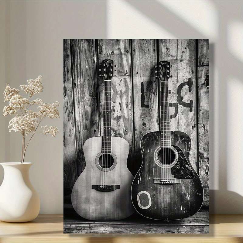 1pc 2D  Acoustic Guitars Canvas Art Print 30.48x40.64cm Unframed Wall Decor for Living Room