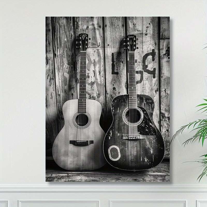 1pc 2D  Acoustic Guitars Canvas Art Print 30.48x40.64cm Unframed Wall Decor for Living Room