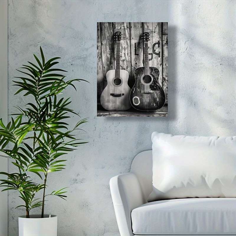 1pc 2D  Acoustic Guitars Canvas Art Print 30.48x40.64cm Unframed Wall Decor for Living Room