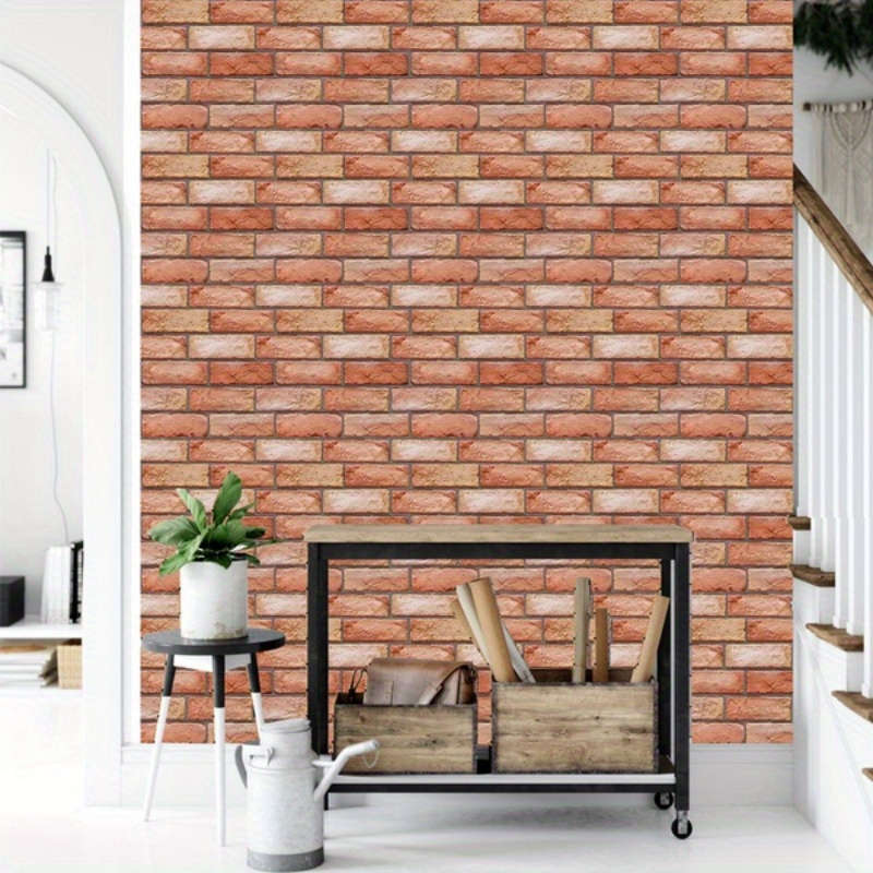 10pcs 3D Red Brick Wall Tile Stickers Durable PVC Waterproof Easy to Clean