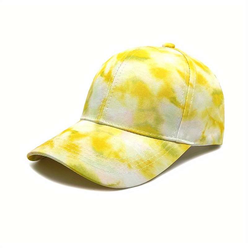 1pc Unisex Tie-Dye Gradient Baseball Caps Adjustable Polyester Lightweight Sports Sun Hats with St