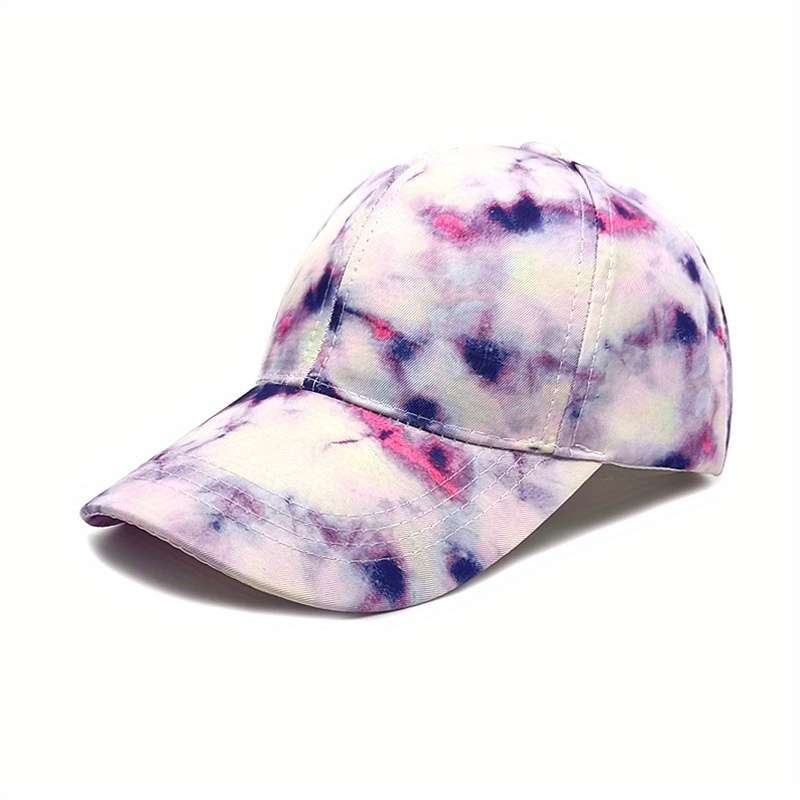 1pc Unisex Tie-Dye Gradient Baseball Caps Adjustable Polyester Lightweight Sports Sun Hats with St