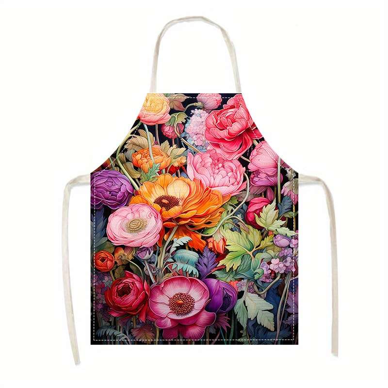 1pc Creative and Floral Element Printed Apron that Makes You Unique and Fashionable. Cooking an