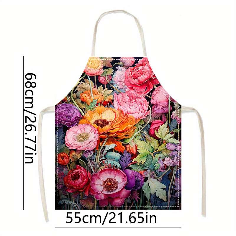 1pc Creative and Floral Element Printed Apron that Makes You Unique and Fashionable. Cooking an