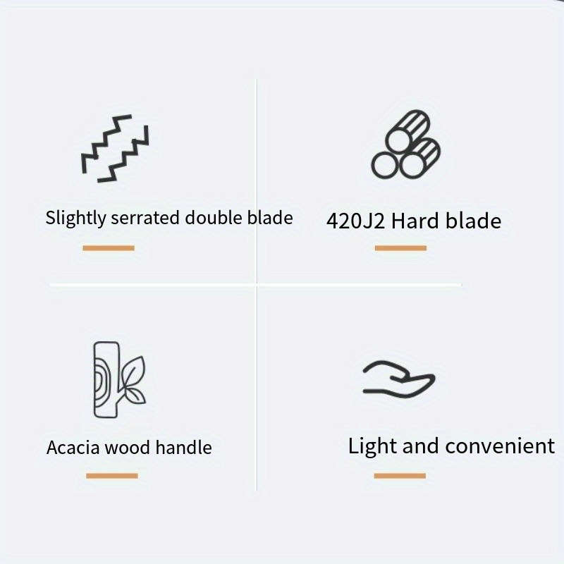 1pc Stainless Steel Box Cutter with Acacia Wood Handle Non-Slip Serrated Blade for Eas