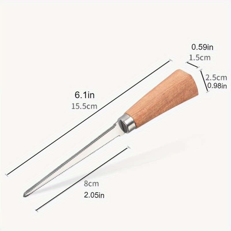 1pc Stainless Steel Box Cutter with Acacia Wood Handle Non-Slip Serrated Blade for Eas
