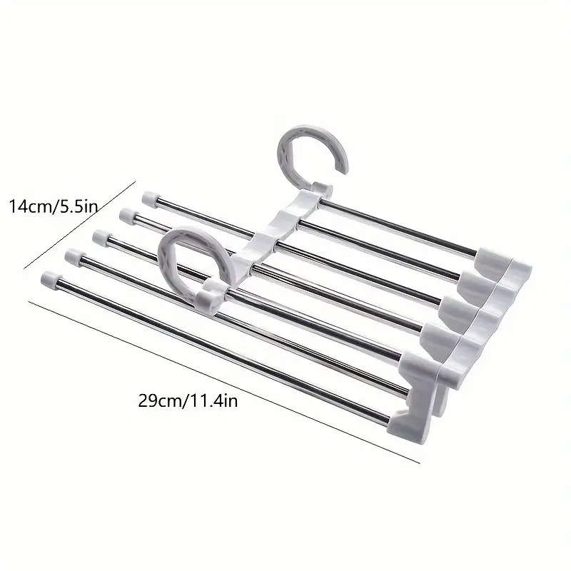 1pc Space-Saving 5-in-1 Stainless Steel Hanger - Anti-Slip Multi-Tier Design for Pants Ties Scarves