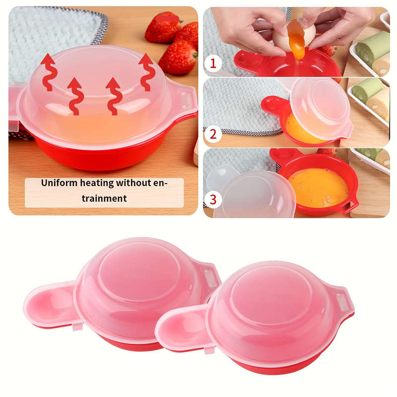 1pc EasyEggwich Microwave Egg Cooker Red and Clear Uncharged Kitchen Gadget for Perfect Break