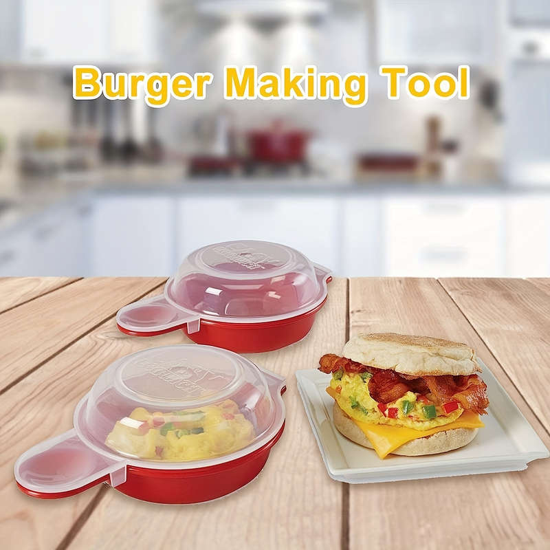1pc EasyEggwich Microwave Egg Cooker Red and Clear Uncharged Kitchen Gadget for Perfect Break