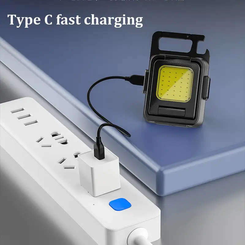 1pc LED Keychain Flashlight USB Rechargeable Multifunctional Portable Torch