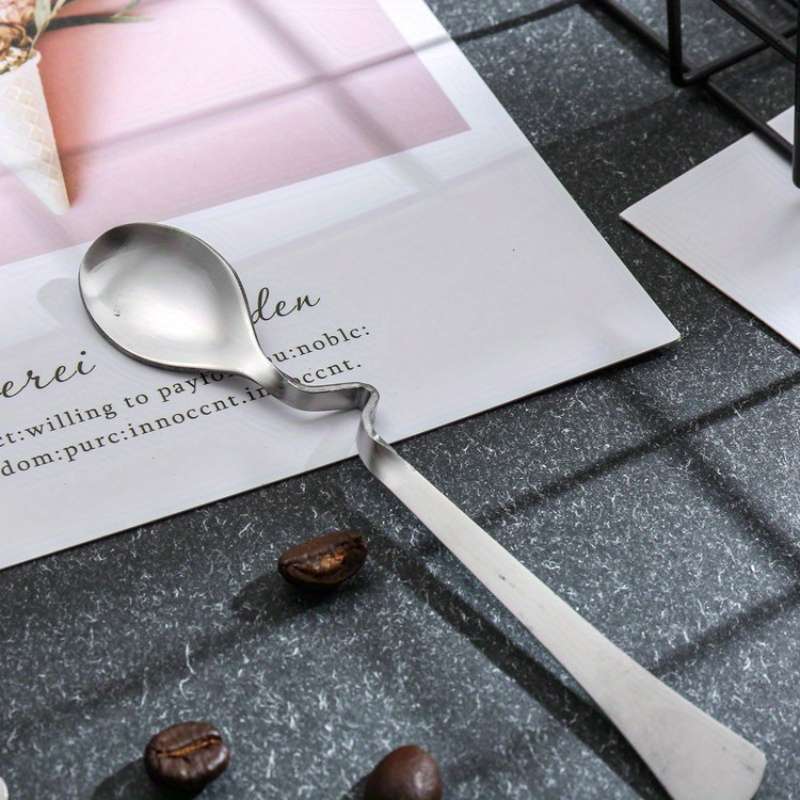 2pcs Stainless Steel S-Shaped Coffee Milk Tea Spoons Curved Handle Durable Mixing Spoons f