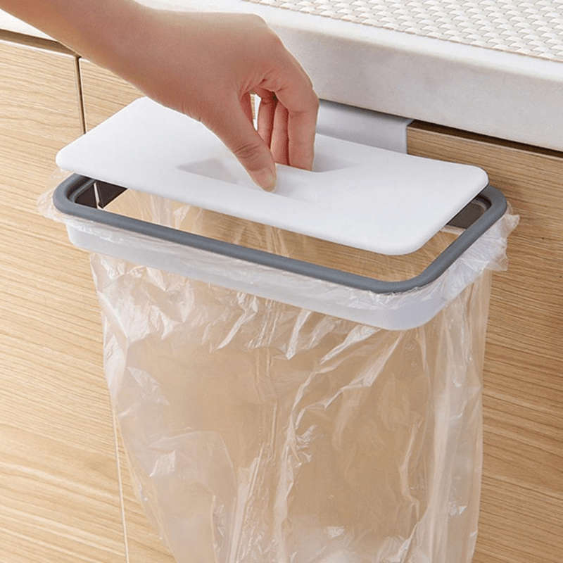 1pc Kitchen Garbage Bag Holder Portable Plastic Garbage Bag Racks with Lid Hanging Rack Cabin